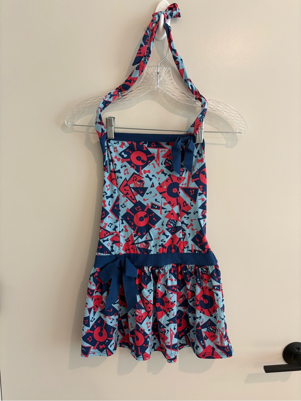 Marc by Marc Jacobs Red Blue Bones Swimwear Bathing Dress Halter Top Beach  Pool